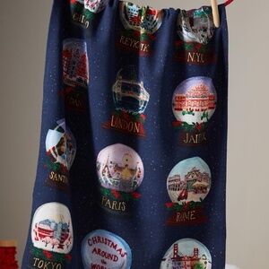 NWT Anthropologie Snow Globe Travel Christmas Kitchen Towel